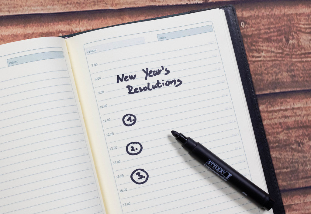 Notebook with News Year resolutions