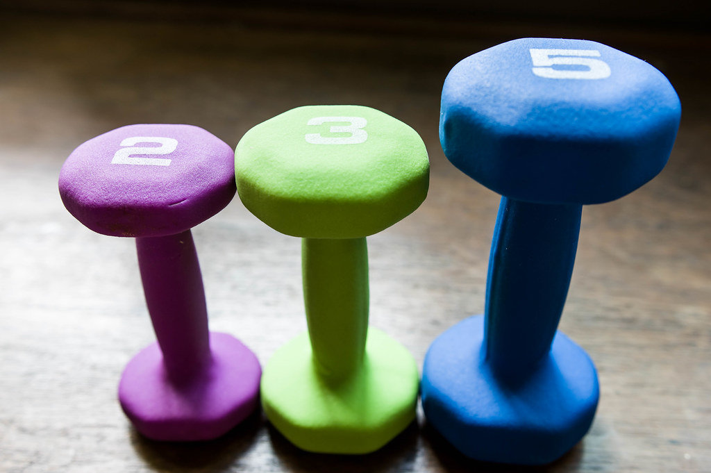 Two, three, and five pound weights