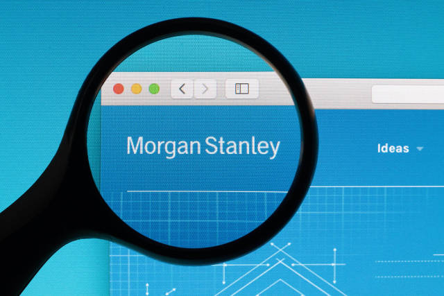 Morgan Stanley logo under magnifying glass