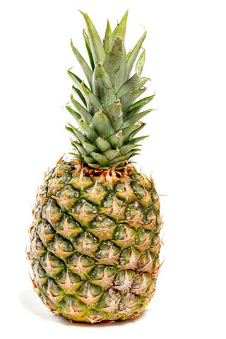 Single whole pineapple on white background