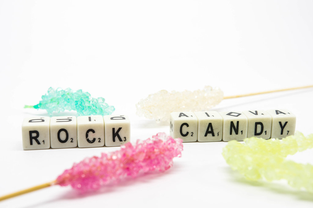 Dice reading ROCK CANDY