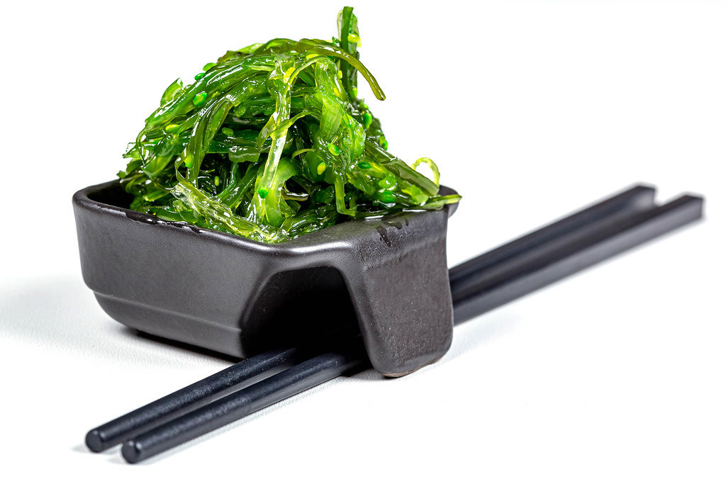 Hiyashi Wakame Chuka or seaweed salad, japanese food concept