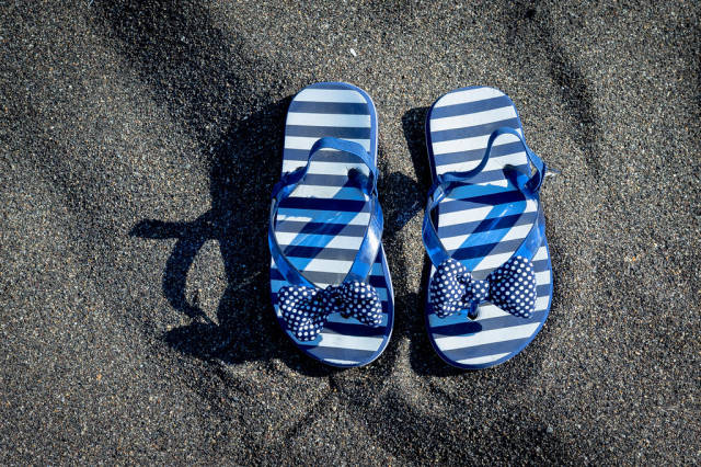 Fancy blue beach sandals