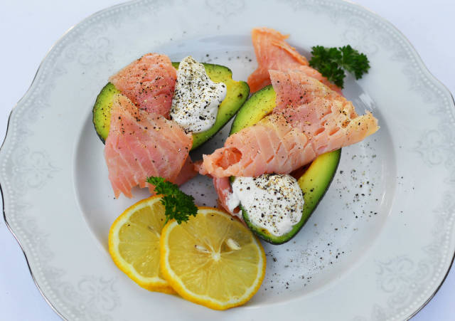 Avocado with smoked salmon