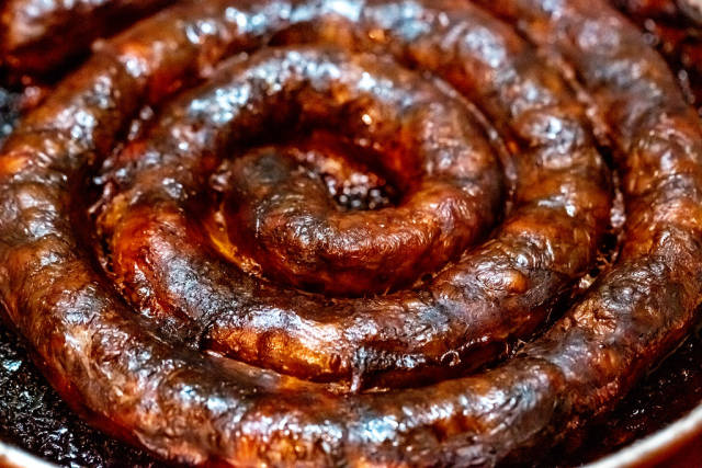 Baked homemade sausage close up