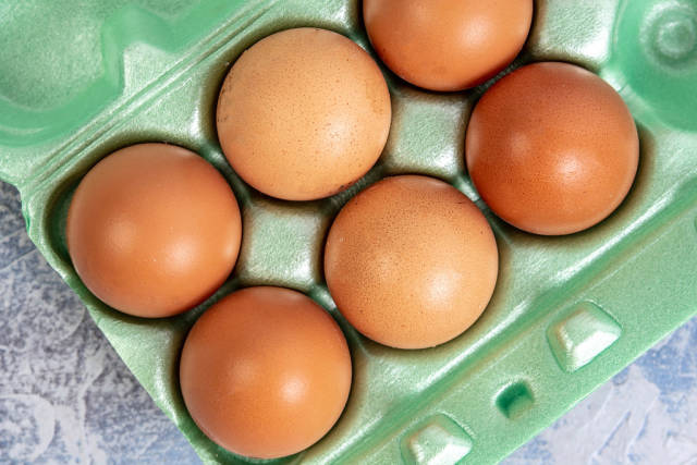Top view of Chicken Eggs in the box