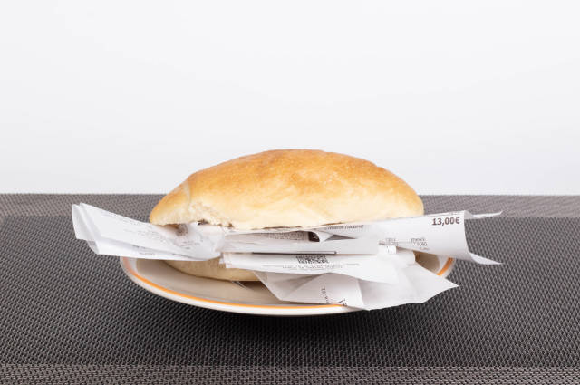 Bread roll full of receipts