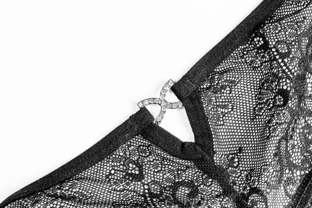 Close-up of womens lace black panties