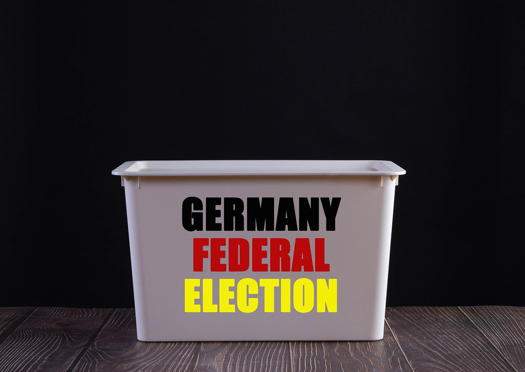 Ballot box with Germany Federal Election text on black background