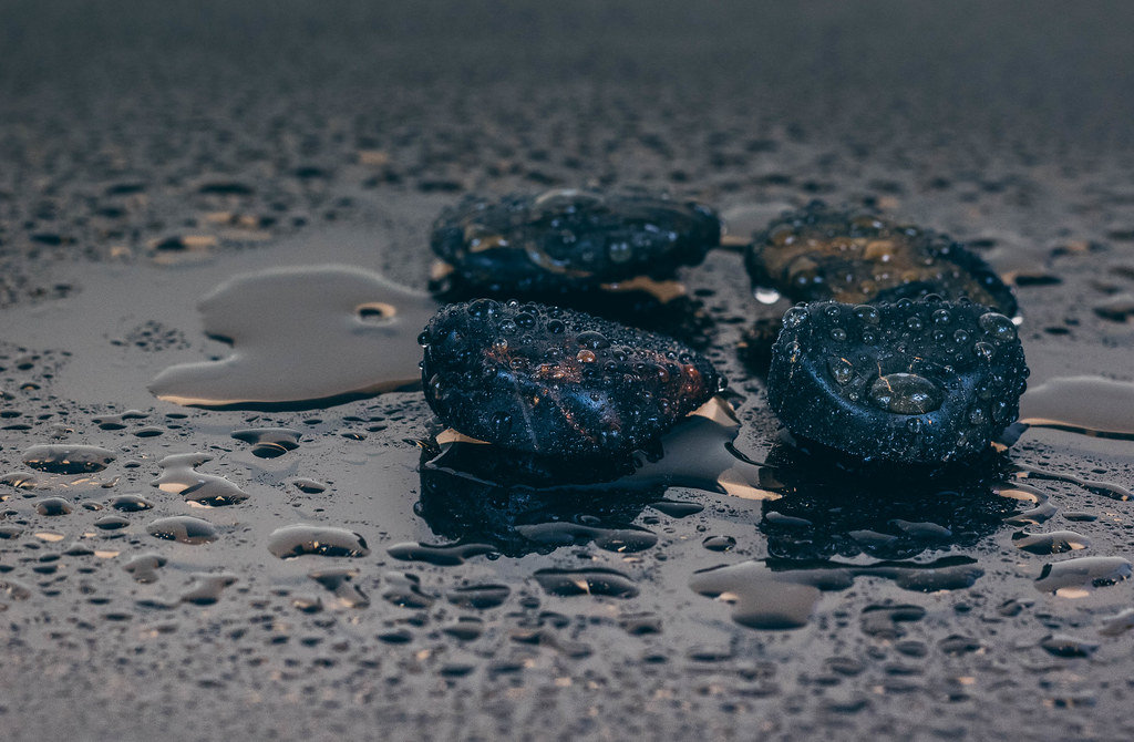 Wet black stones