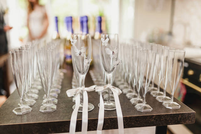 Champagne Glases On Wedding Table