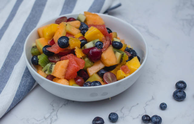Fruit Salad in a Bowl in a White Bowl