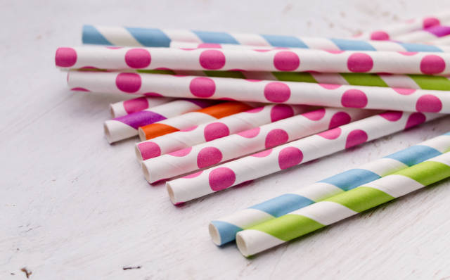 Bright colorful paper straws