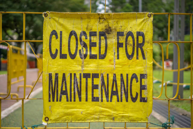 Closed for Maintenance Sign in KLCC Park in Kuala Lumpur