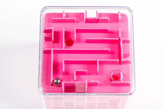 Labyrinth cube. The concept of finding the right way, solutions