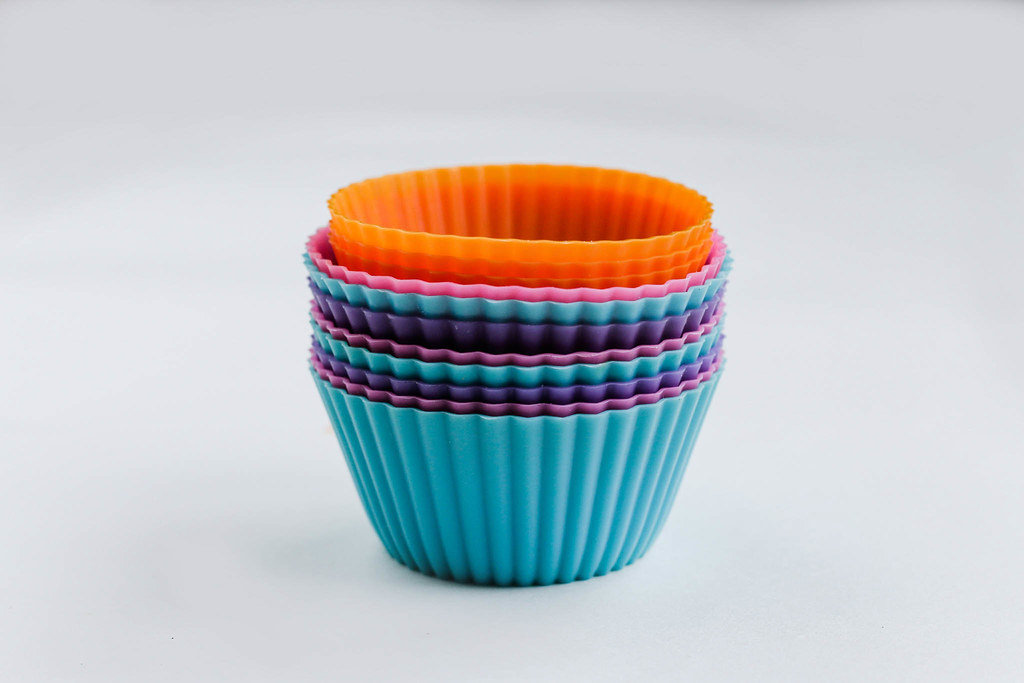 Colorful cupcake cases close up