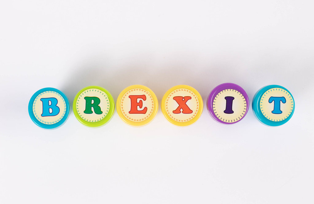 Colorful Brexit text on white background