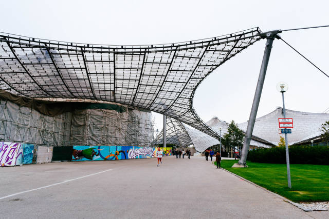 Munich Olympiastadion - suspended glass & steel structure