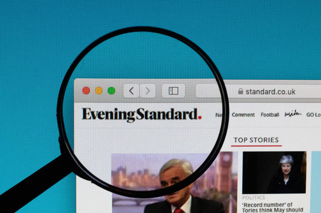 Evening Standard logo under magnifying glass