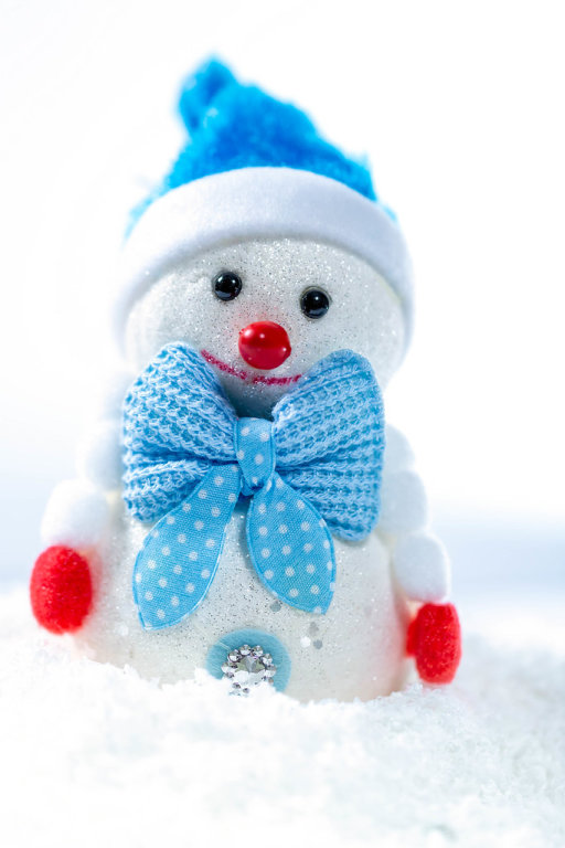 Cheerful snowman on snow
