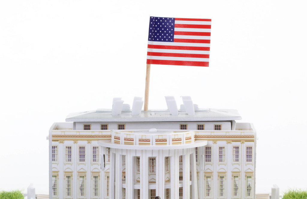 American flag on White house