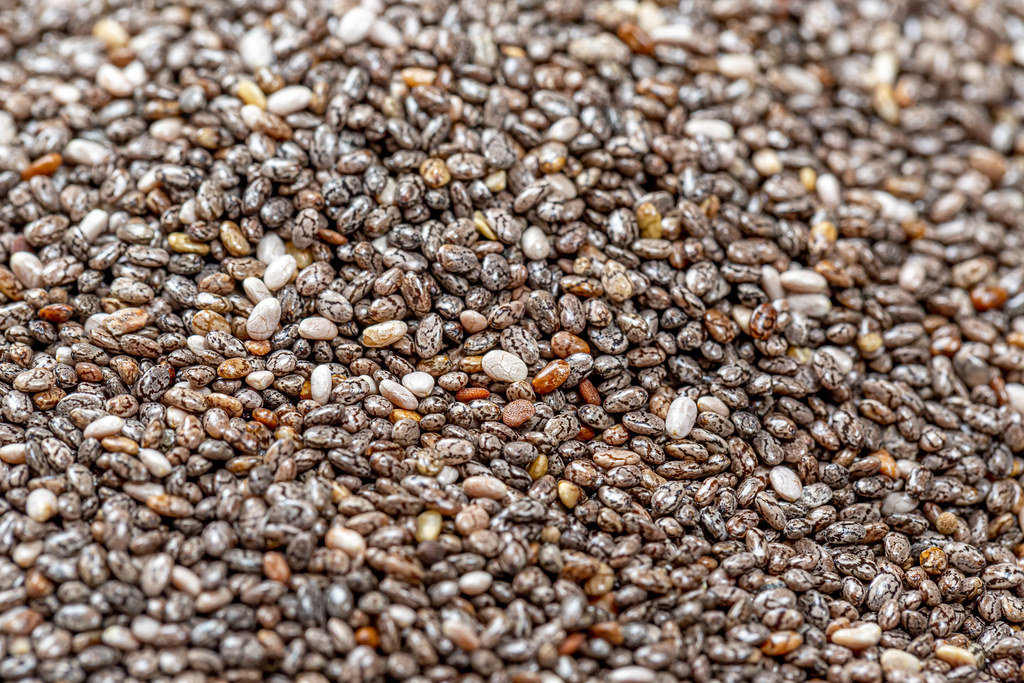 The chia seeds background. Healthy superfood concept