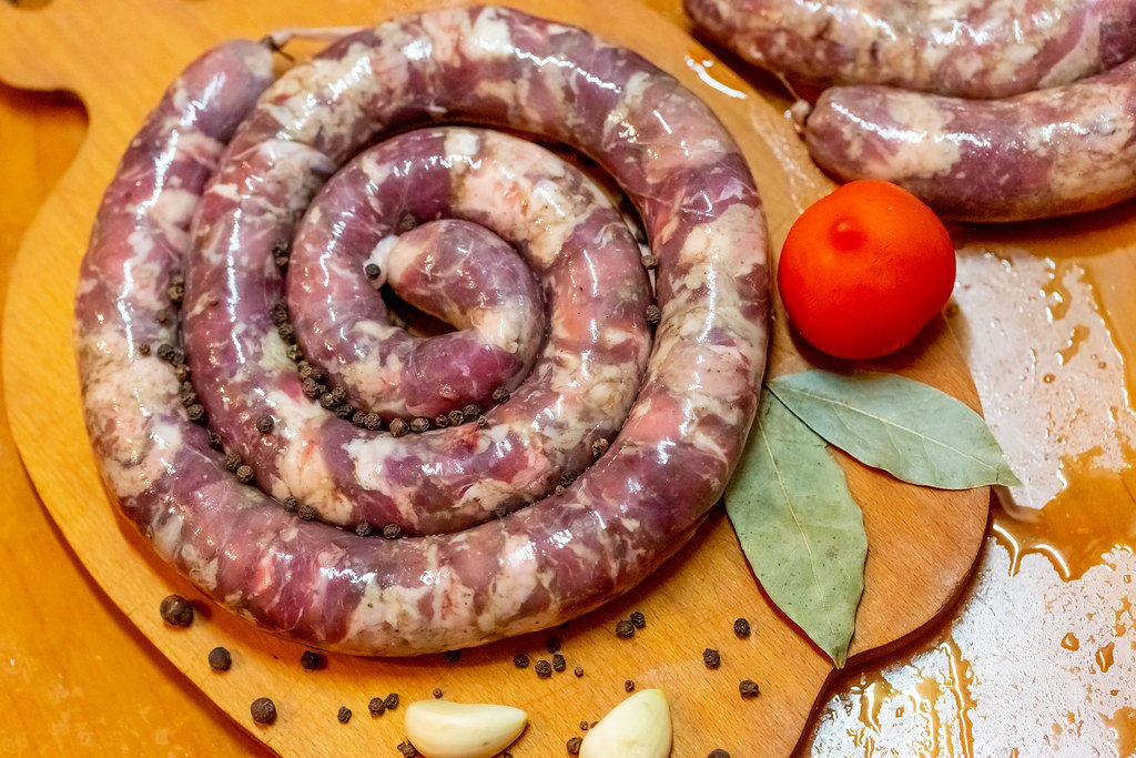 Raw homemade sausage