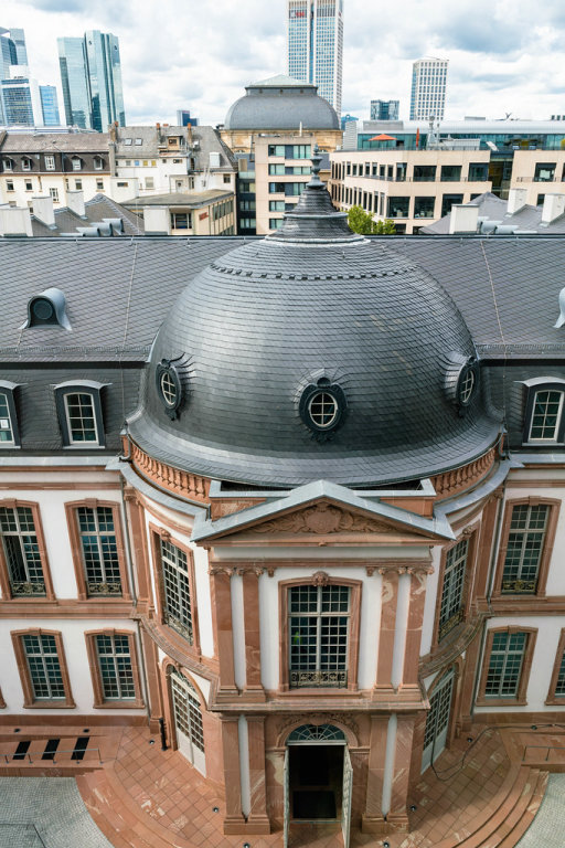 Bird eye view of Palais Thurn und Taxis historic building in Frankfurt built in 1739