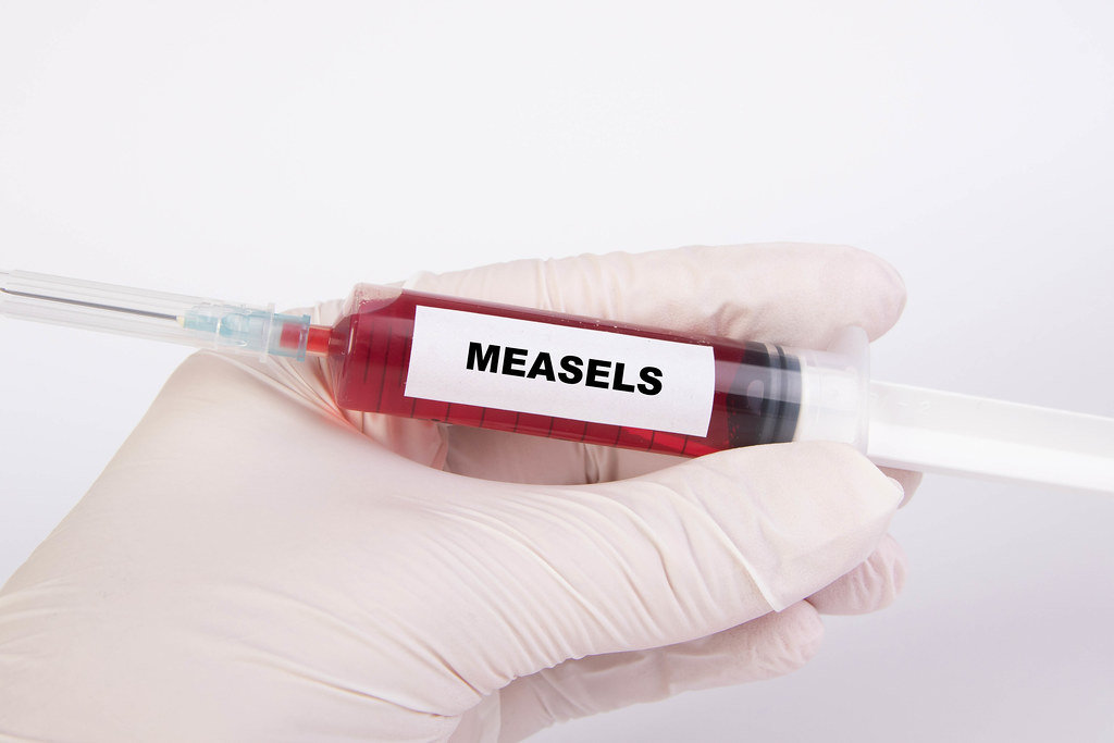 Injection needle with Measels text