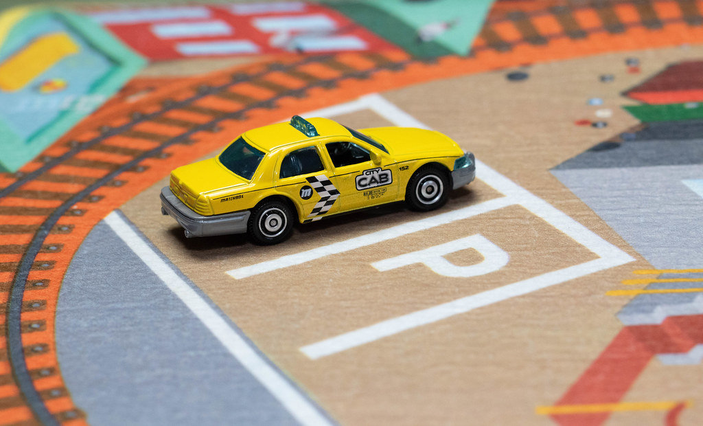 Taxi in the parking lot