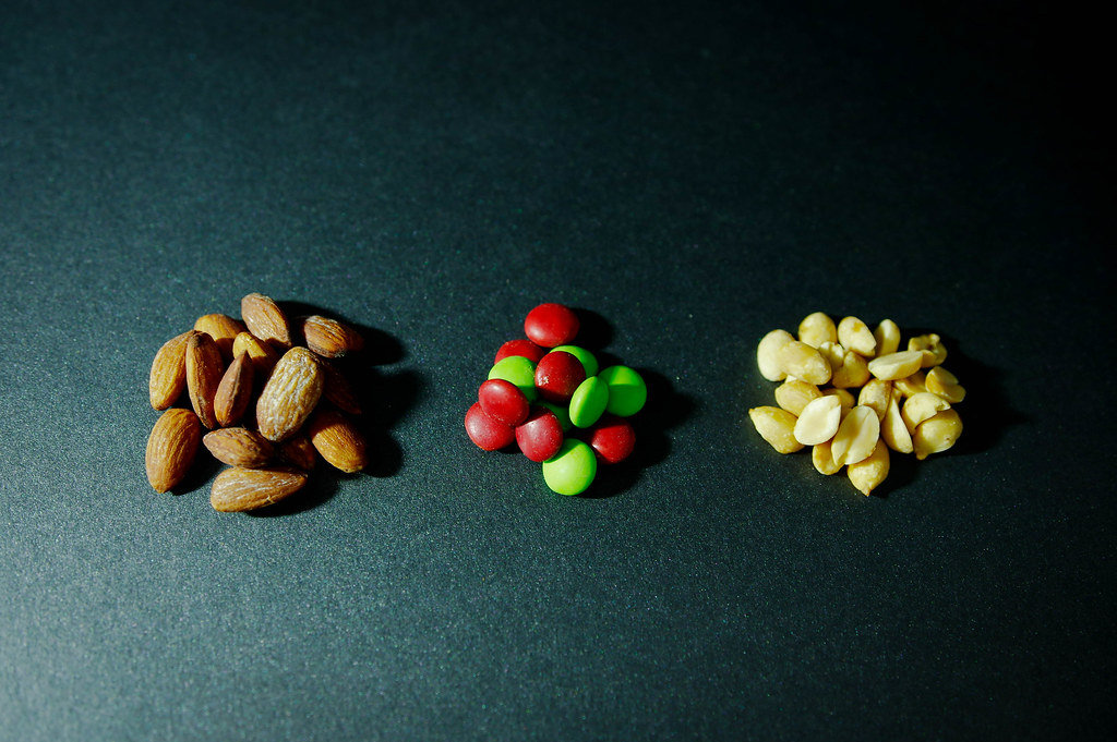 Almonds, candy, and peanuts