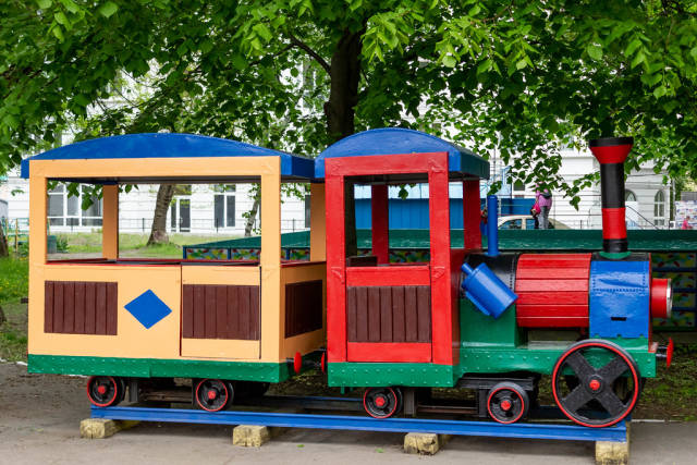 Toy train in childs playground