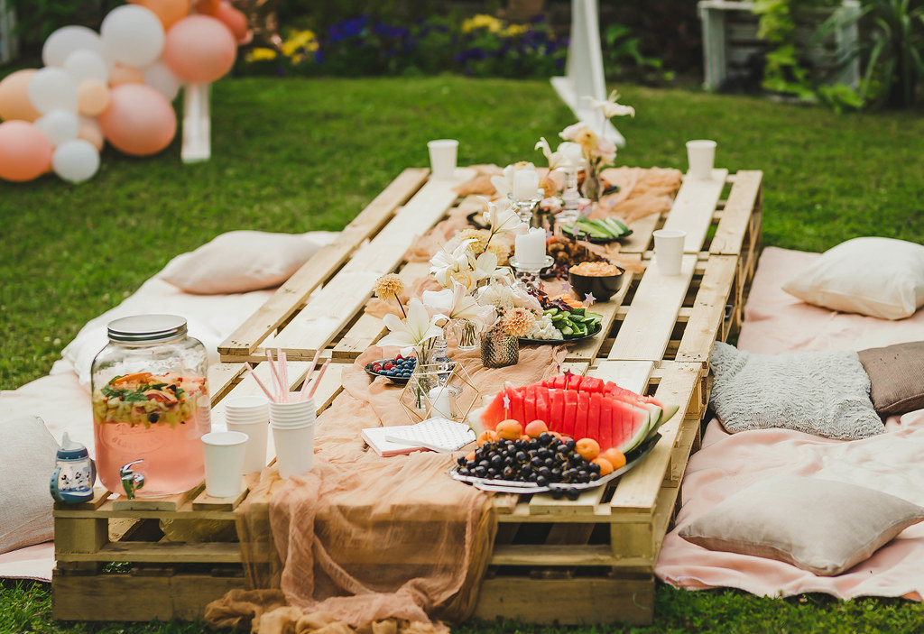 Dessert Lily Table For A Party With Fruits And Fresh Food