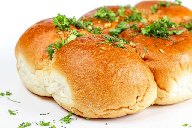 Close-up, buns with fresh herbs and garlic