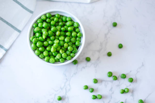 Peas in a White Bowl Top View
