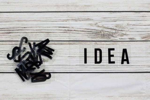 Idea Wort Buchstaben Holz Hintergrund