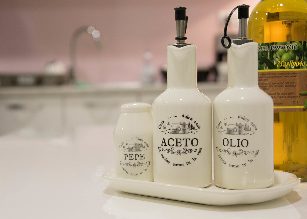 Olive oil on the table