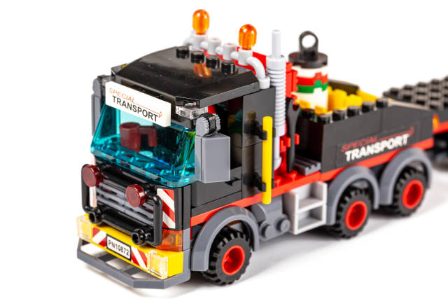Childrens toy truck from the constructor, close up