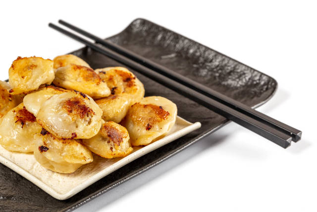 Fried meat dumplings, close up