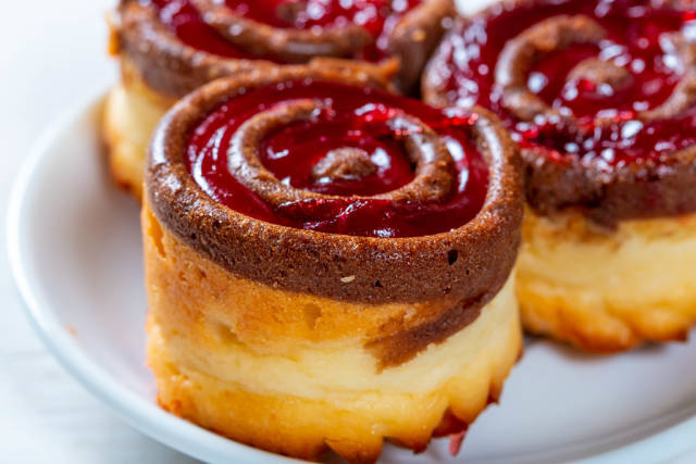 Tasty cakes on a white plate