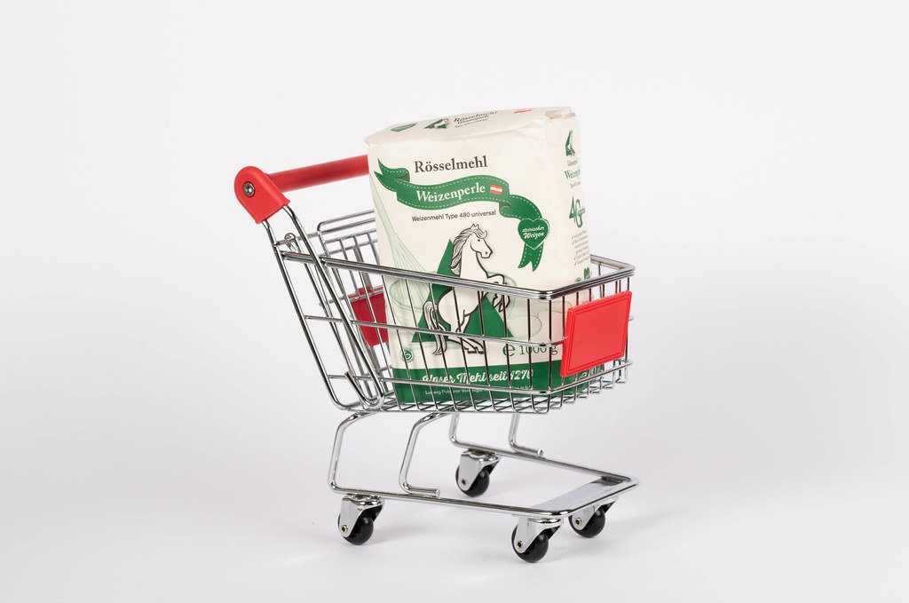 Flour bag in shopping cart