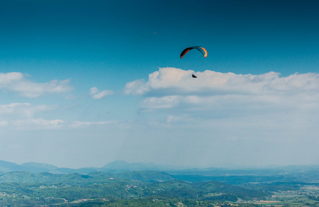 Paraglider high in the sky
