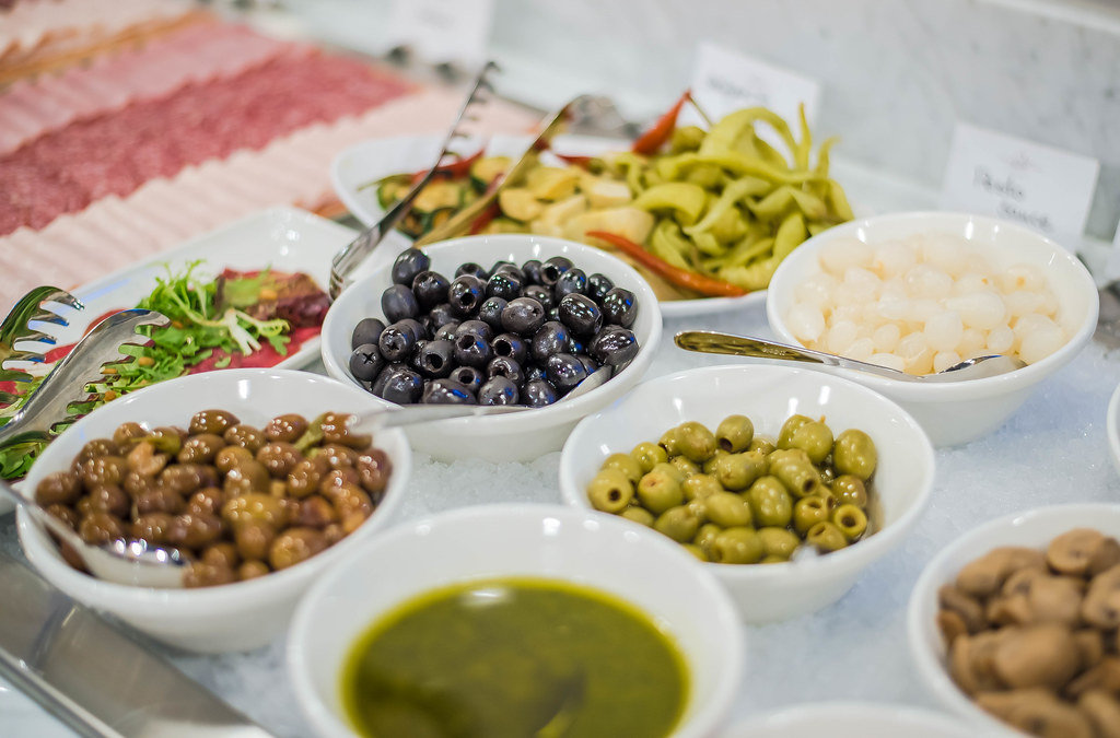 Different olives in hotel breakfast