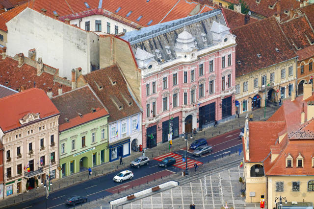 Streets in Brasov, Romania, aerial view
