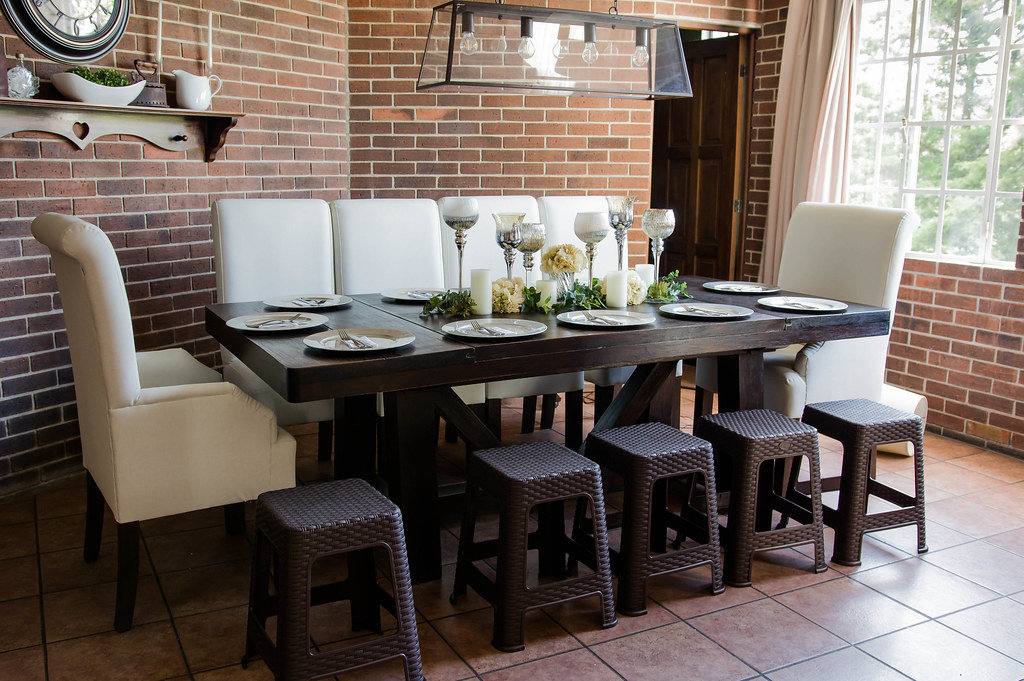 Decorated wooden table