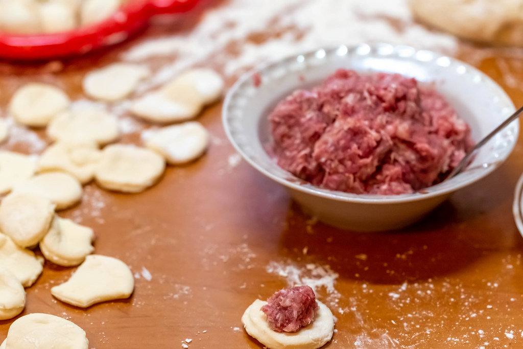 Minced meat and dough for dumplings