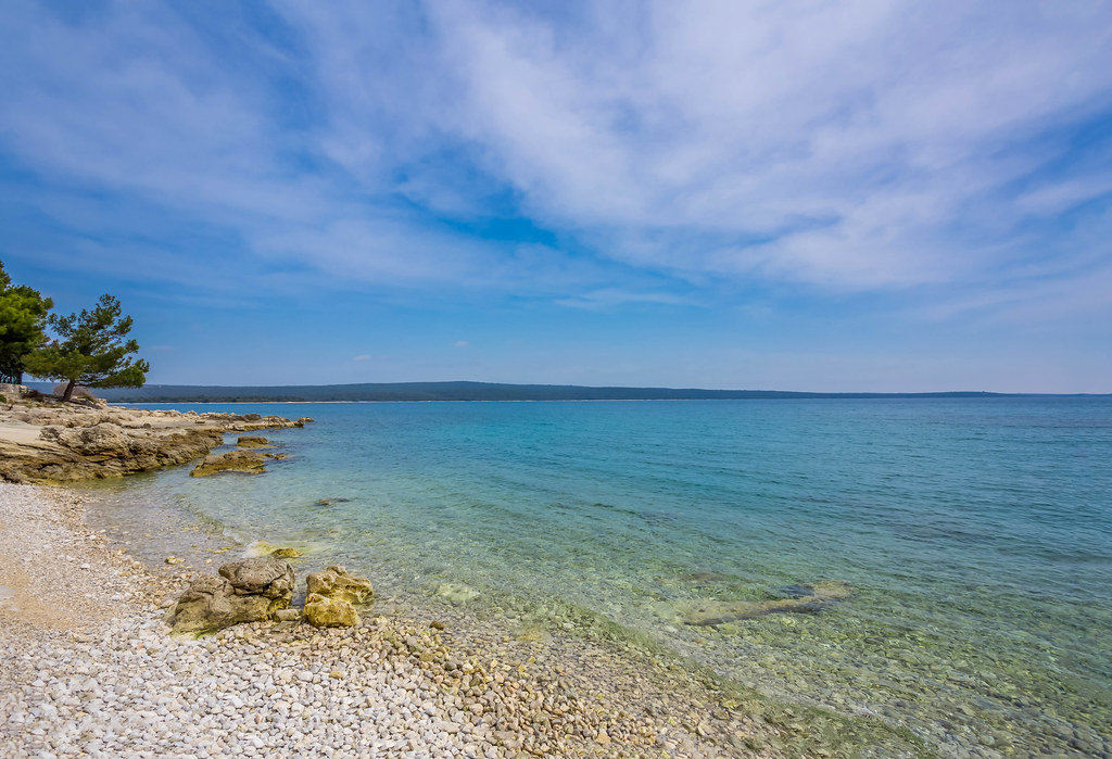 Lonely pebble beach on island Losinj, Croatia