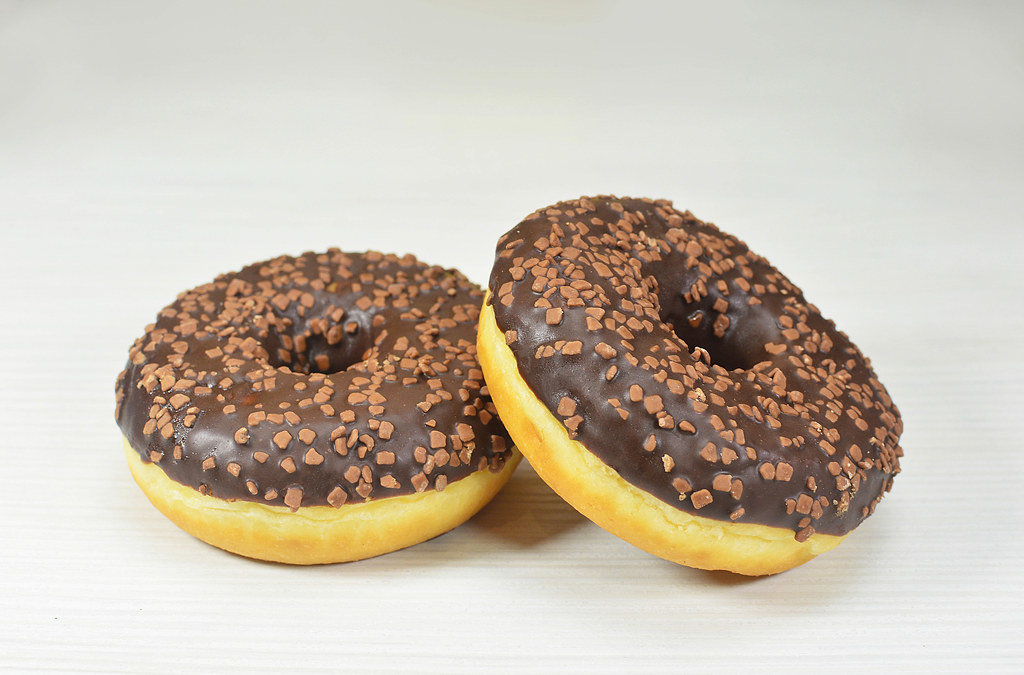 Donuts with chocolate topping