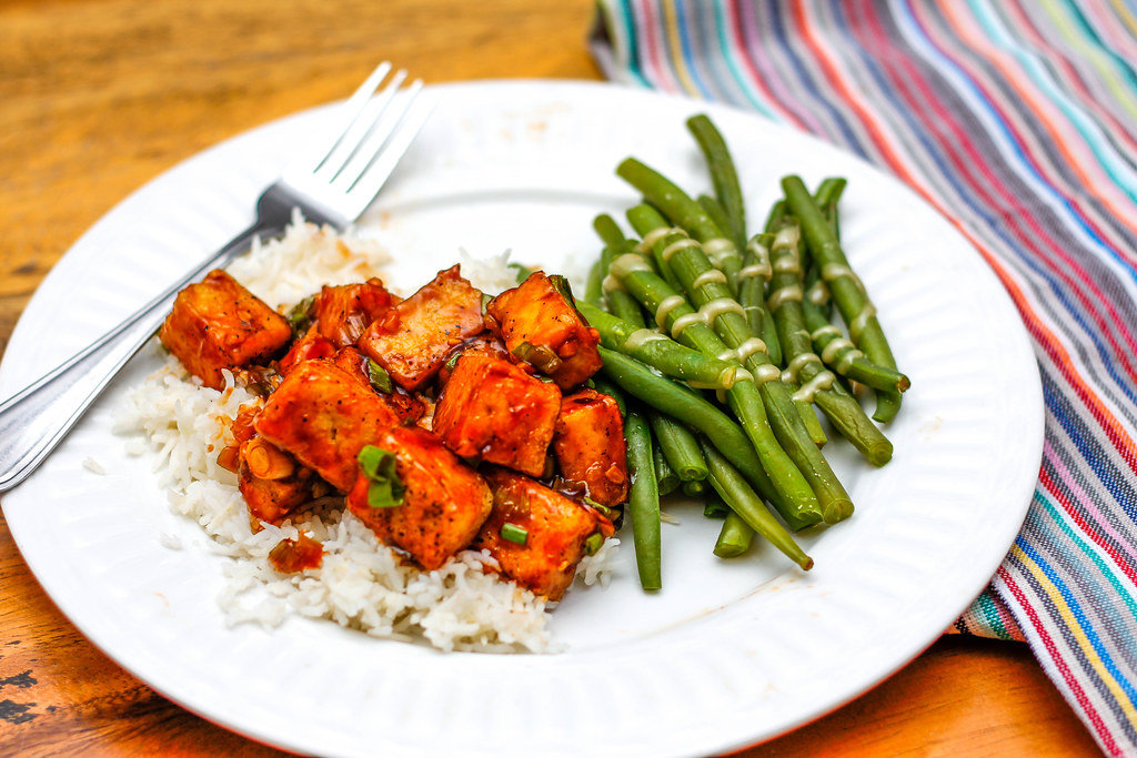 Asian Tofu with Rice and Green Bean