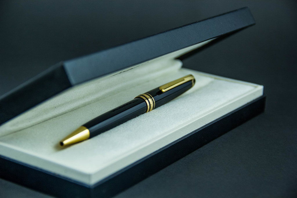 Expensive Mont Blanc Pen on a Black Background